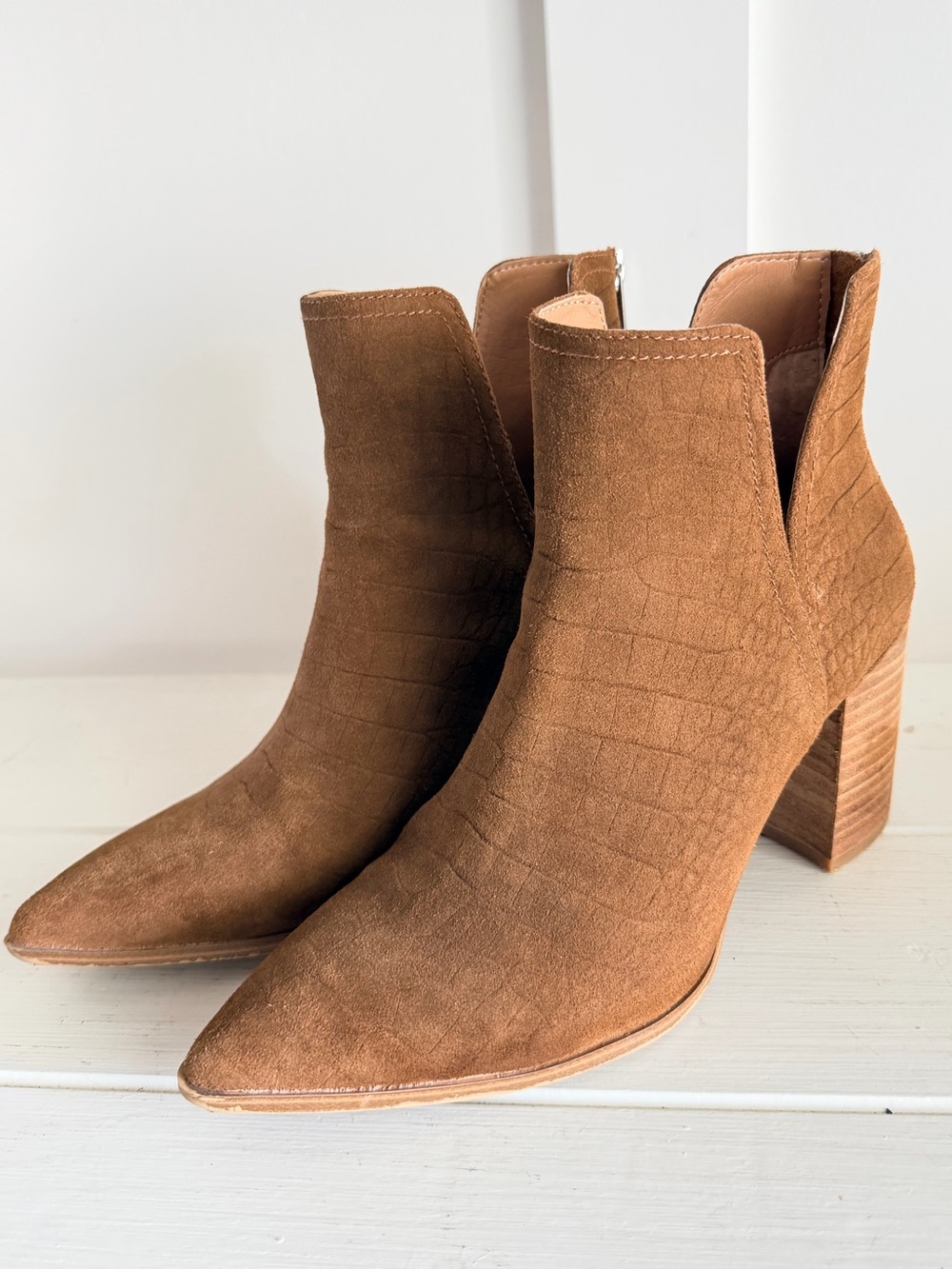 Steve Madden Darci Brown Suede Leather Ankle Boots Size 11 Cognac Fall Style